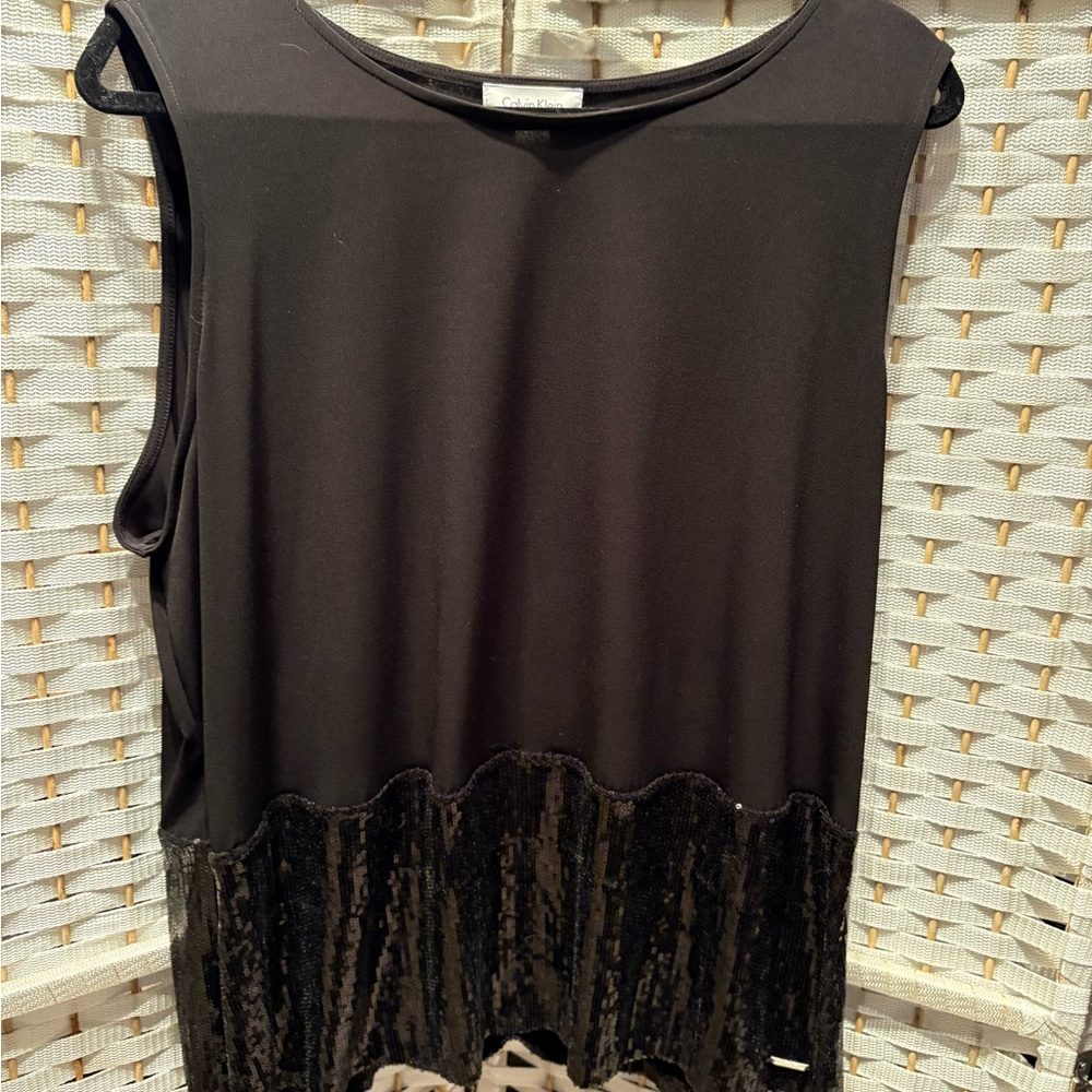 Calvin Klein Black Tank with Sequin Detail